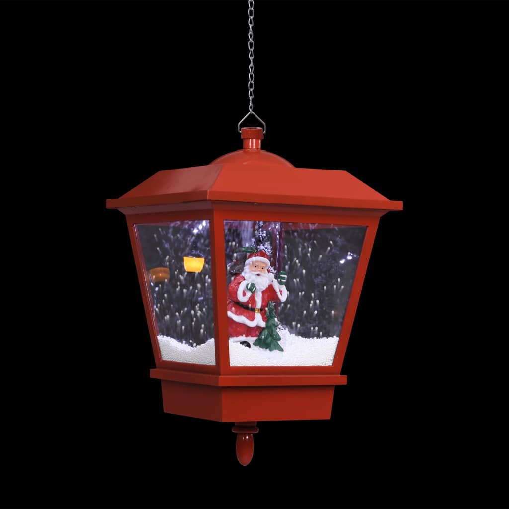 Christmas Hanging Lamp with LED Light and Santa Red 10.6x10.6x17.7