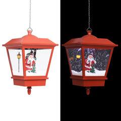Christmas Hanging Lamp with LED Light and Santa Red 10.6x10.6x17.7