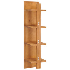 Solid teak wood wall mirror with four integrated shelves, measuring 11.8x11.8x47.2 inches.