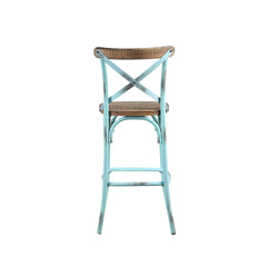 Nebula Antique Turquoise & Antique Oak Finish Bar Chair