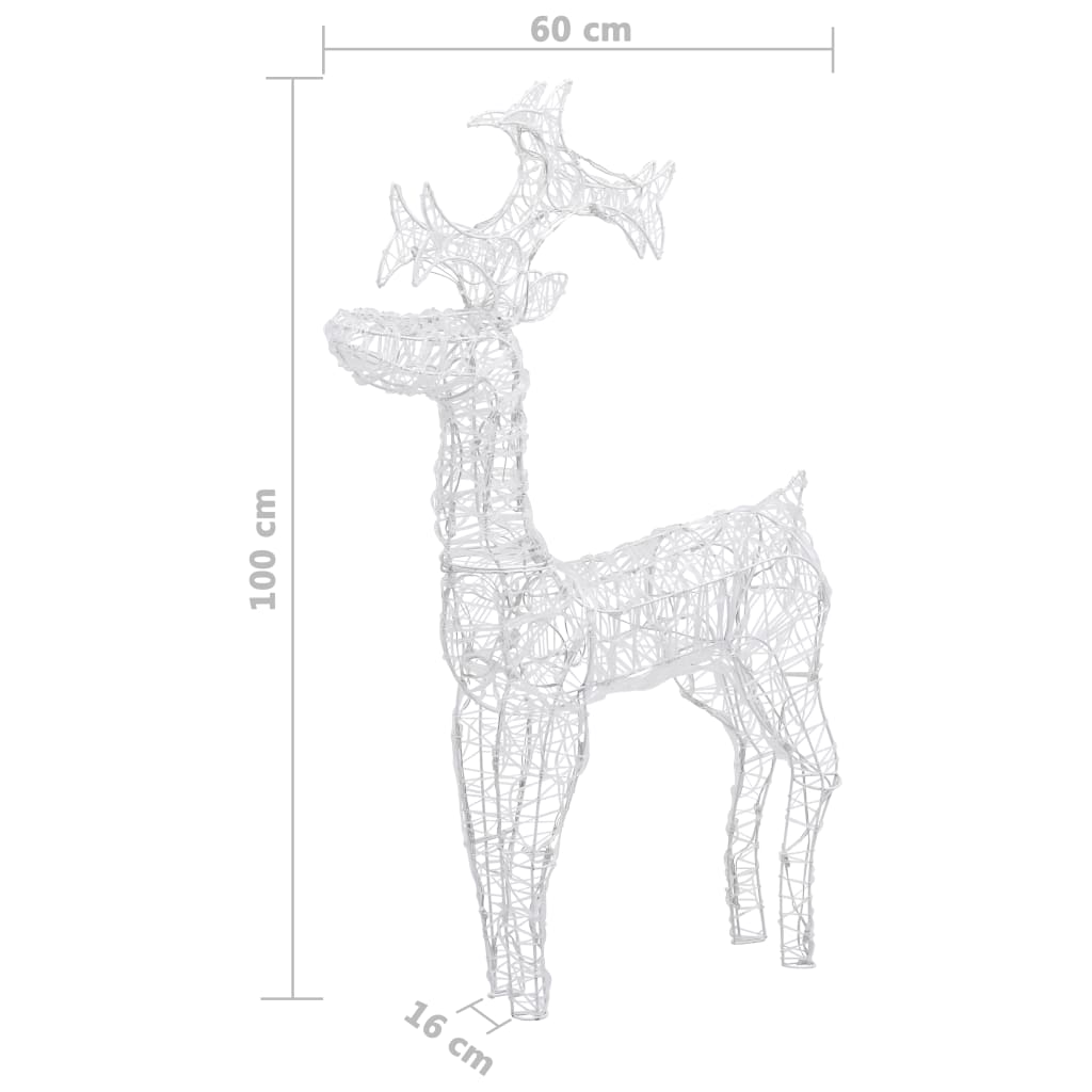 Reindeer Christmas Decoration 90 LEDs 23.6x6.3x39.4 Acrylic