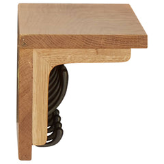 Solid oak wood coat rack with six hooks, measuring 23.6 by 6.3 by 6.3 inches.