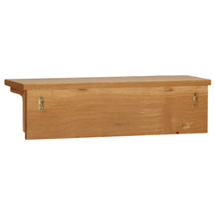 Solid oak wood coat rack with six hooks, measuring 23.6 by 6.3 by 6.3 inches.