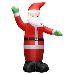 14.8ft inflatable LED Santa Claus with red suit, white beard, green gloves, and raised arms.