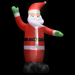 14.8ft inflatable LED Santa Claus waving with green gloves, red suit, and black boots.