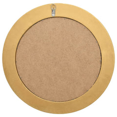 Back view of a 19.7-inch round gold baroque wall mirror with hanging hook.