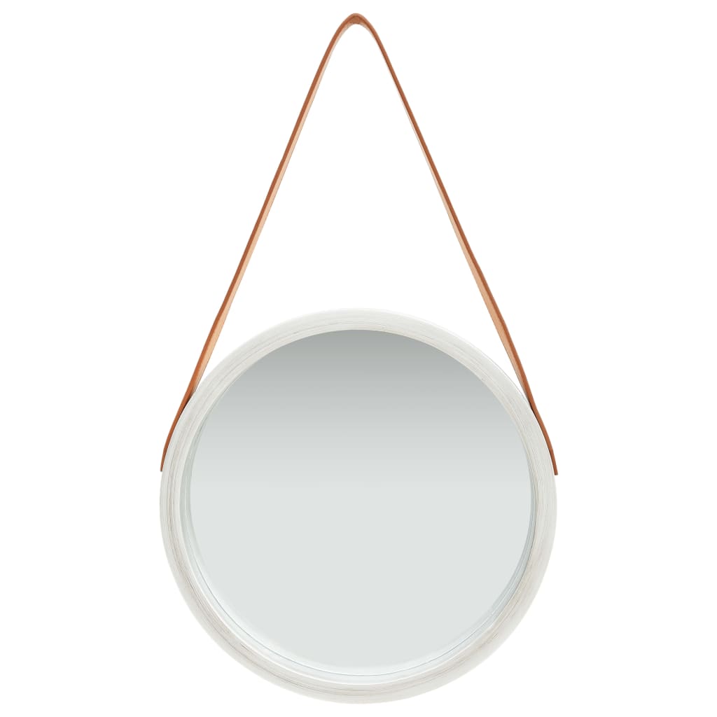 Wall Mirror with Strap 15.7 Silver