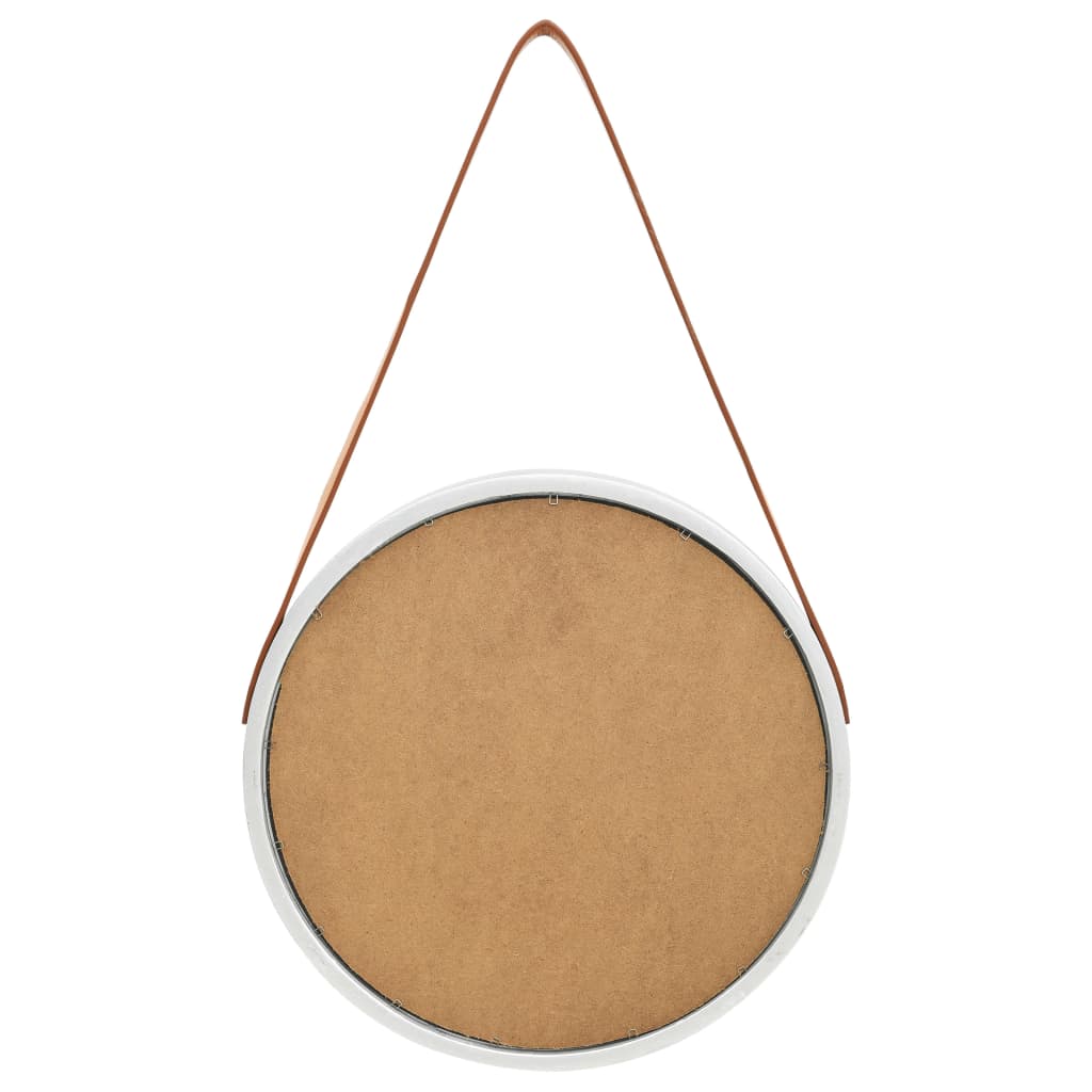 Wall Mirror with Strap 15.7 Silver
