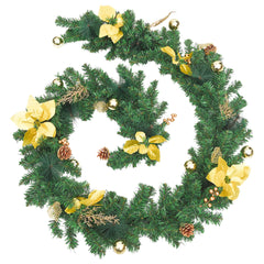 Christmas Garland Green and Gold PVC 8.9 feet Christmas Garland