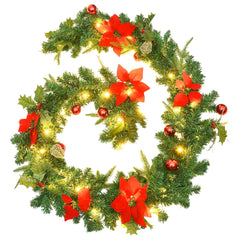 Christmas Garland Green and red PVC 8.9ft Christmas Garland