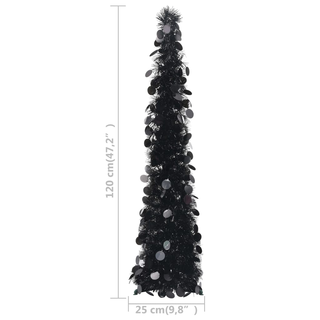 4 ft black pop-up artificial Christmas tree made of PET with round decorations