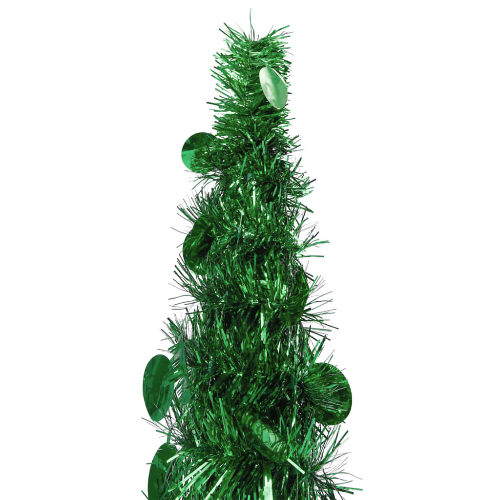 5ft green pop-up artificial Christmas tree made from durable PET material for easy setup.