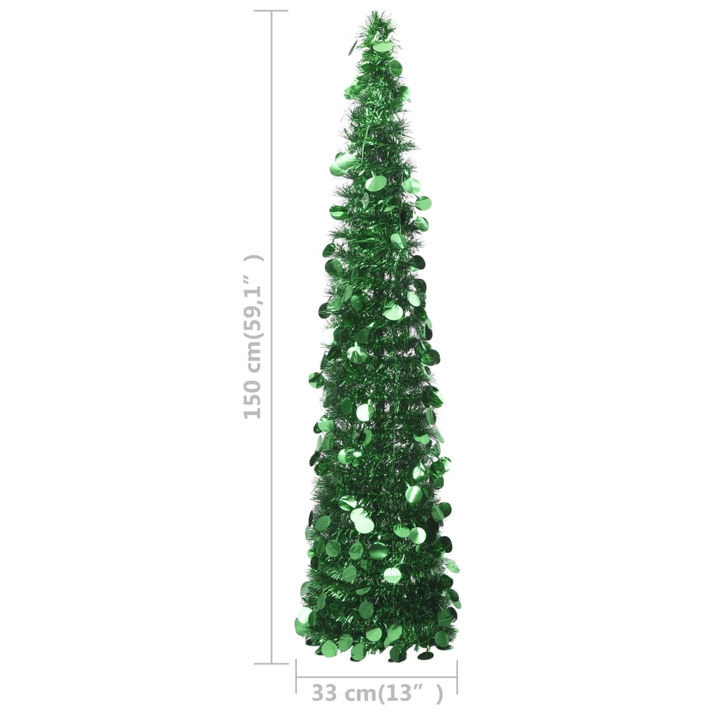 5ft green pop-up artificial Christmas tree made of durable PET material with lush foliage.