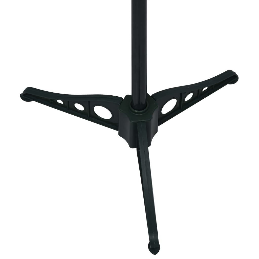 Close-up of the black plastic tripod base of a Bostome Silver Artificial Pop-Up Christmas Tree.