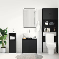 Bathroom Cabinet Black Engineered wood 23.6 x 13.0 x 24.0 in