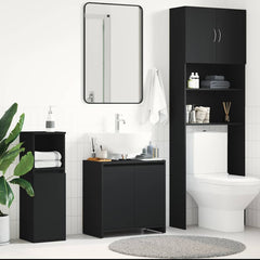 Bathroom Cabinet Black Engineered wood 23.6 x 13.0 x 24.0 in