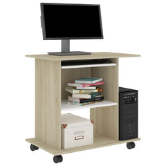 Computer Desk White and Sonoma Oak Engineered wood Medium