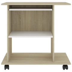 Computer Desk White and Sonoma Oak Engineered wood Medium