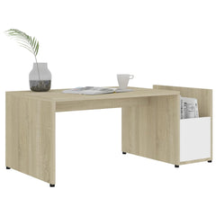 Coffee Table White and Sonoma Oak Engineered Wood