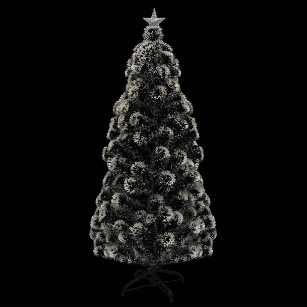7 ft pre-lit fiberglass Christmas tree with 280 branches and multi-color LED lights on a steel stand