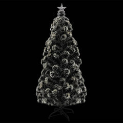 7 ft pre-lit fiberglass Christmas tree with 280 branches and multi-color LED lights on a steel stand