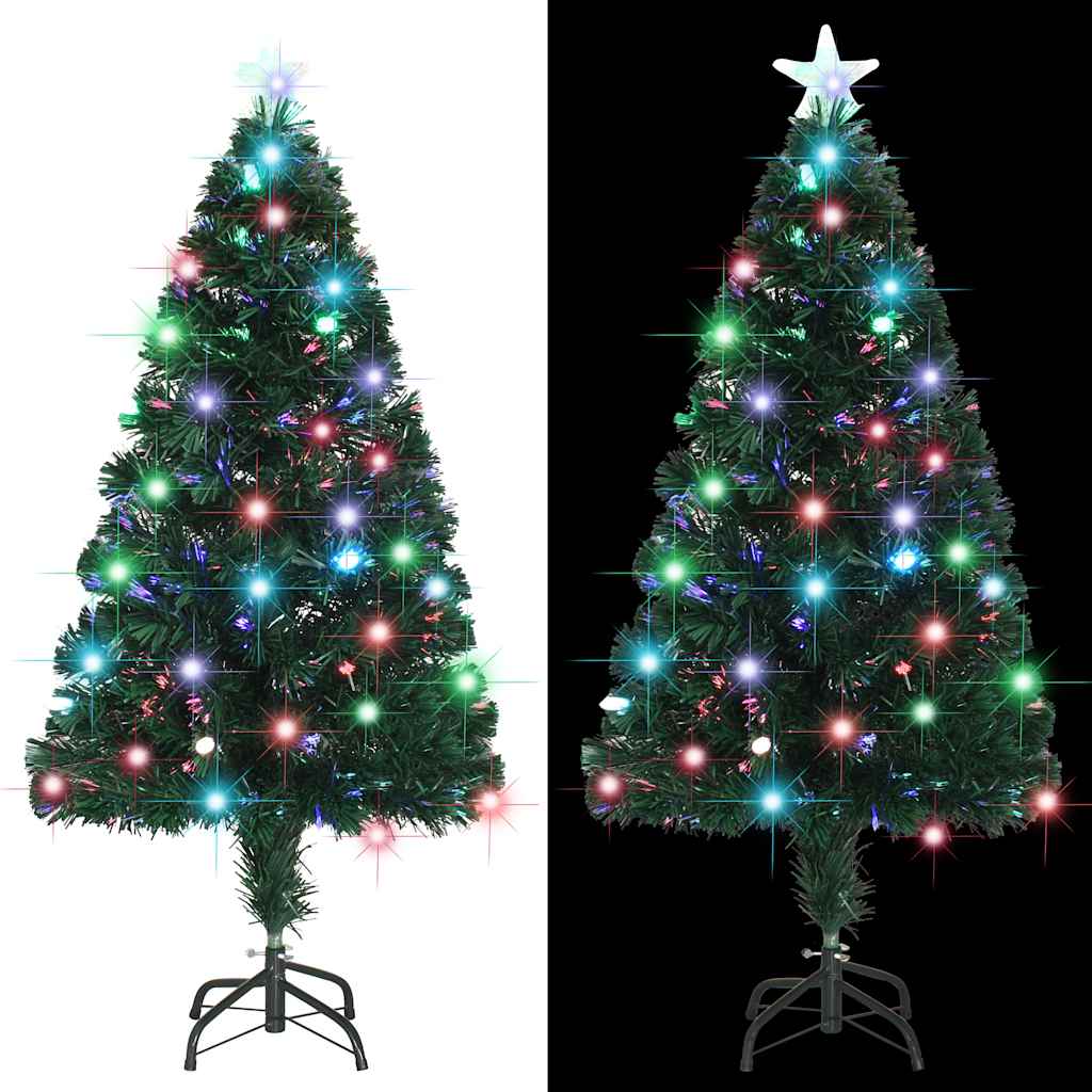 4ft green artificial Christmas tree with LED lights and sturdy steel stand.