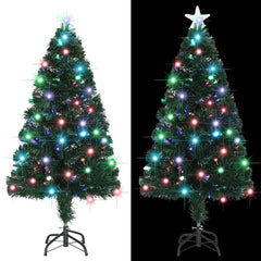 4ft green artificial Christmas tree with LED lights and sturdy steel stand.