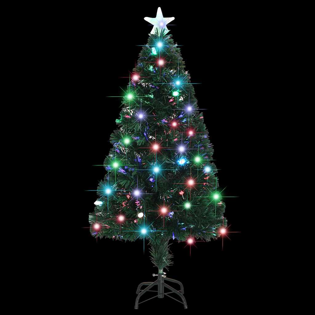 4ft green artificial Christmas tree with LED lights and sturdy steel stand.