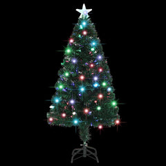 4ft green artificial Christmas tree with LED lights and sturdy steel stand.