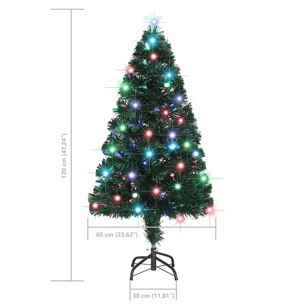 4ft green artificial Christmas tree with LED lights and sturdy steel stand.