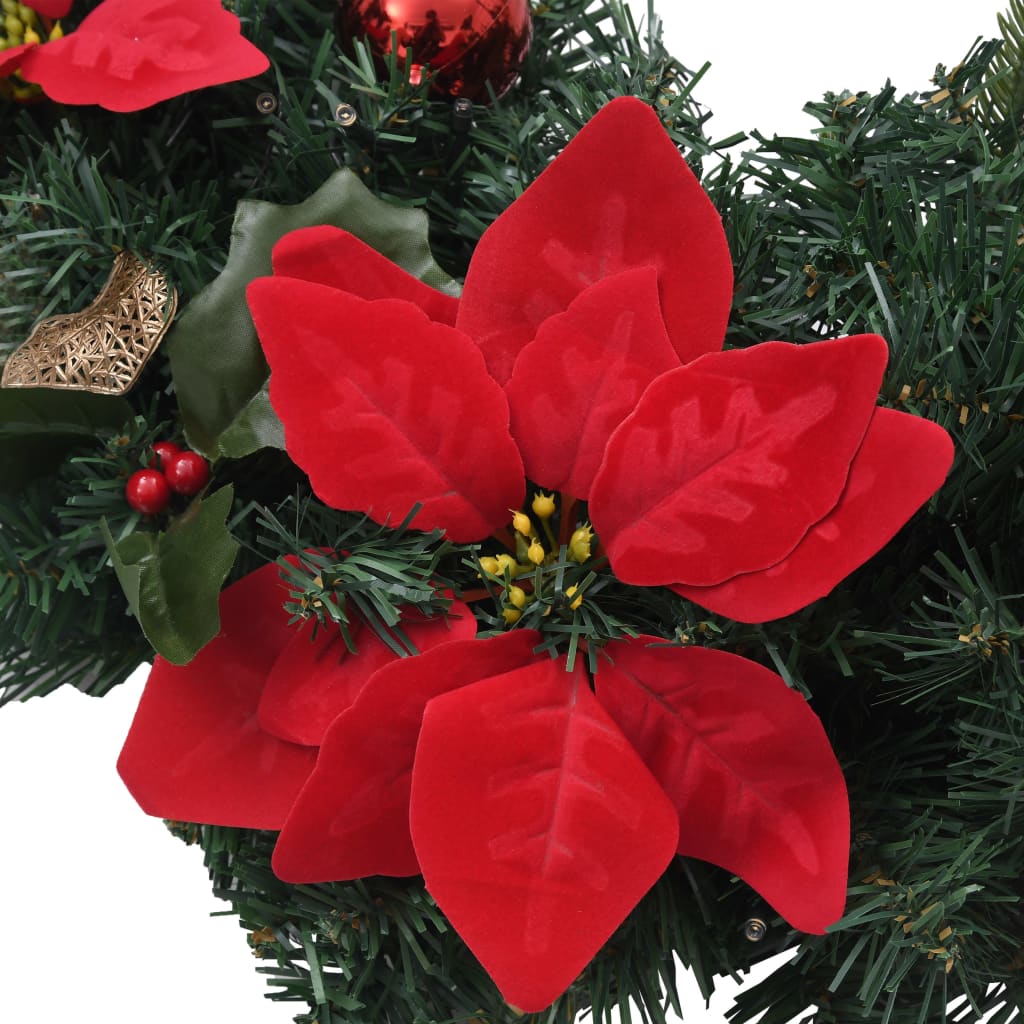 8.9ft green PVC Christmas garland with 50 LED lights and pine needle tips.