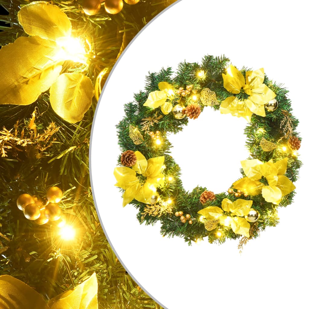 Christmas Wreath Green and gold PVC 23.6 in Decorative Inlays