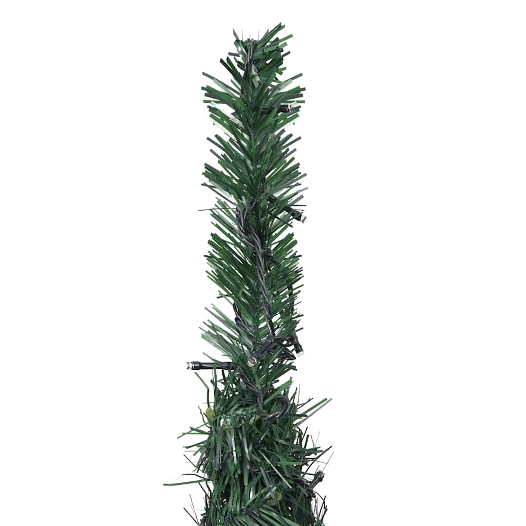 A 7ft green PVC pop-up pre-lit artificial Christmas tree with LED lights.