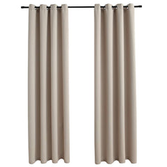 Blackout Curtains with Rings 2 pcs Beige 54x95 Fabric
