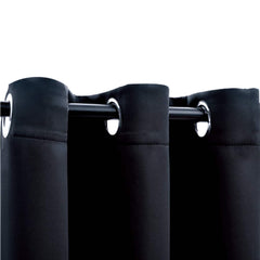 Blackout Curtains with Rings 2 pcs Black 37x63 Fabric