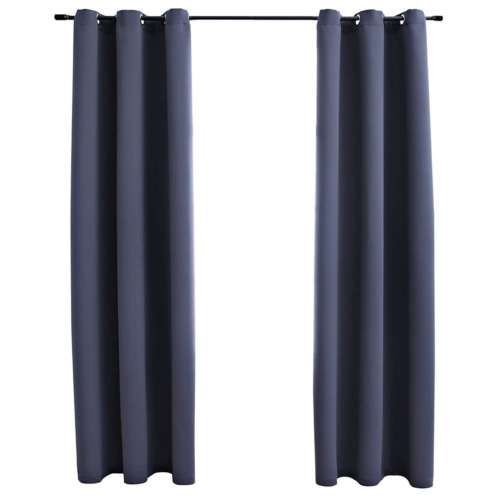 Blackout Curtains with Rings 2 pcs Anthracite 37x63 Fabric