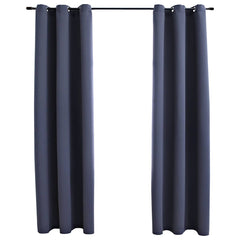 Blackout Curtains with Rings 2 pcs Anthracite 37x63 Fabric