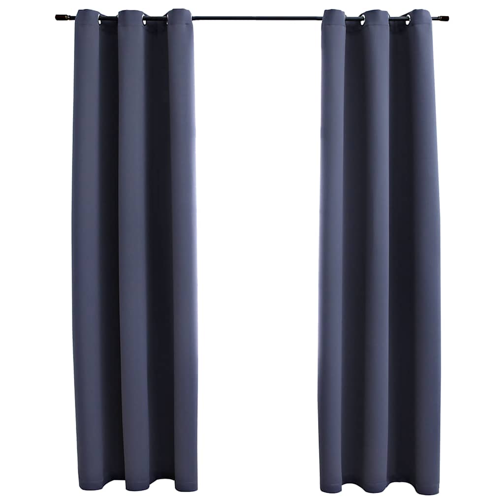 Blackout Curtains with Rings 2 pcs Anthracite 37x84 Fabric