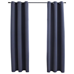 Blackout Curtains with Rings 2 pcs Anthracite 37x84 Fabric