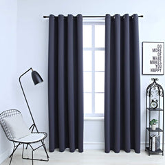 Blackout Curtains with Rings 2 pcs Anthracite 54x84 Fabric