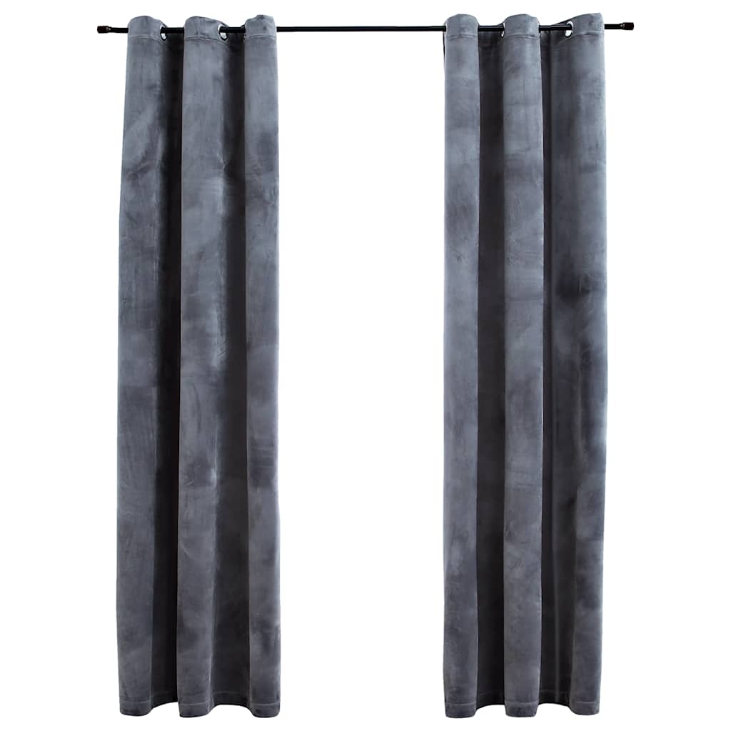 Blackout Curtains with Rings 2 pcs Anthracite 37x84 Velvet