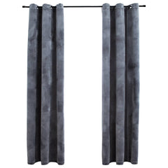 Blackout Curtains with Rings 2 pcs Anthracite 37x84 Velvet