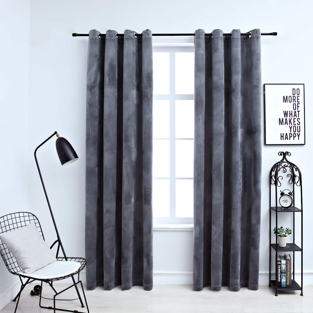 Blackout Curtains with Rings 2 pcs Anthracite 54x84 Velvet