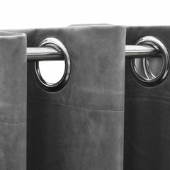 Gray velvet blackout curtains with metal rings, 54x63 inches, 2-pack.