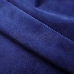 Two navy blue velvet blackout curtain panels with rings, each 37x63 inches.