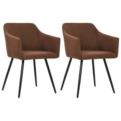 Dining Chair Set of 2 Brown Fabric (100% polyester), Metal