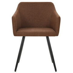 Dining Chair Set of 2 Brown Fabric (100% polyester), Metal