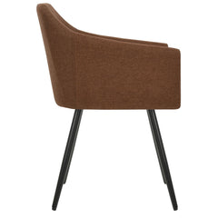 Dining Chair Set of 2 Brown Fabric (100% polyester), Metal