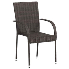 Dining Chair Set of 6 Brown PE Rattan, Powder-Coated Steel