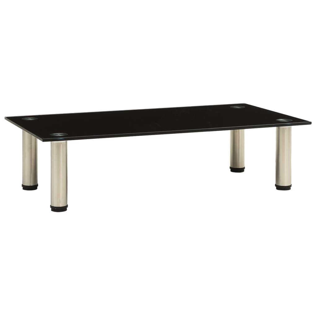 TV Stand Black 23.6x13.8x6.7 Tempered Glass